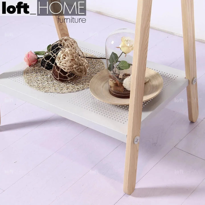 Modern wood cloth hanger toj in still life.