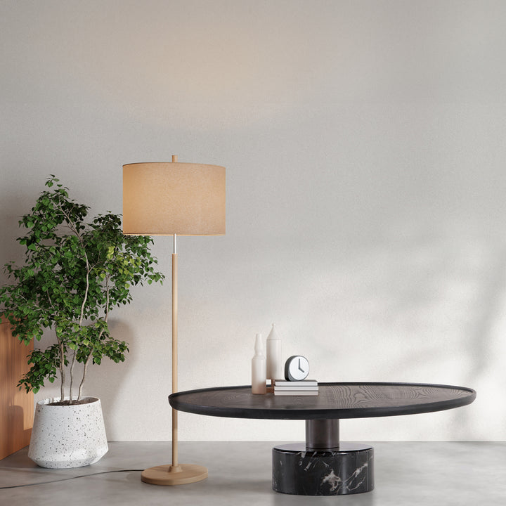 Japandi wood coffee table cascade primary product view.