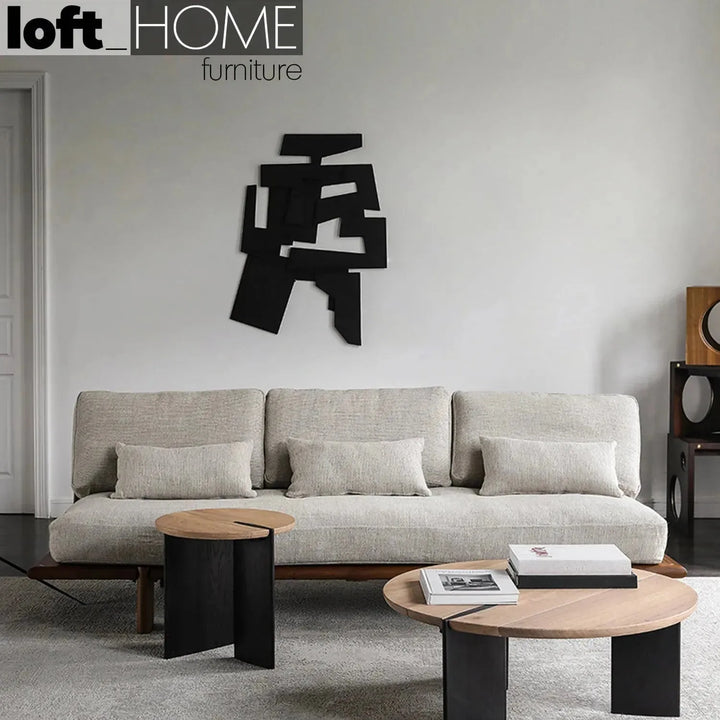 Japandi wood coffee table shona in close up details.