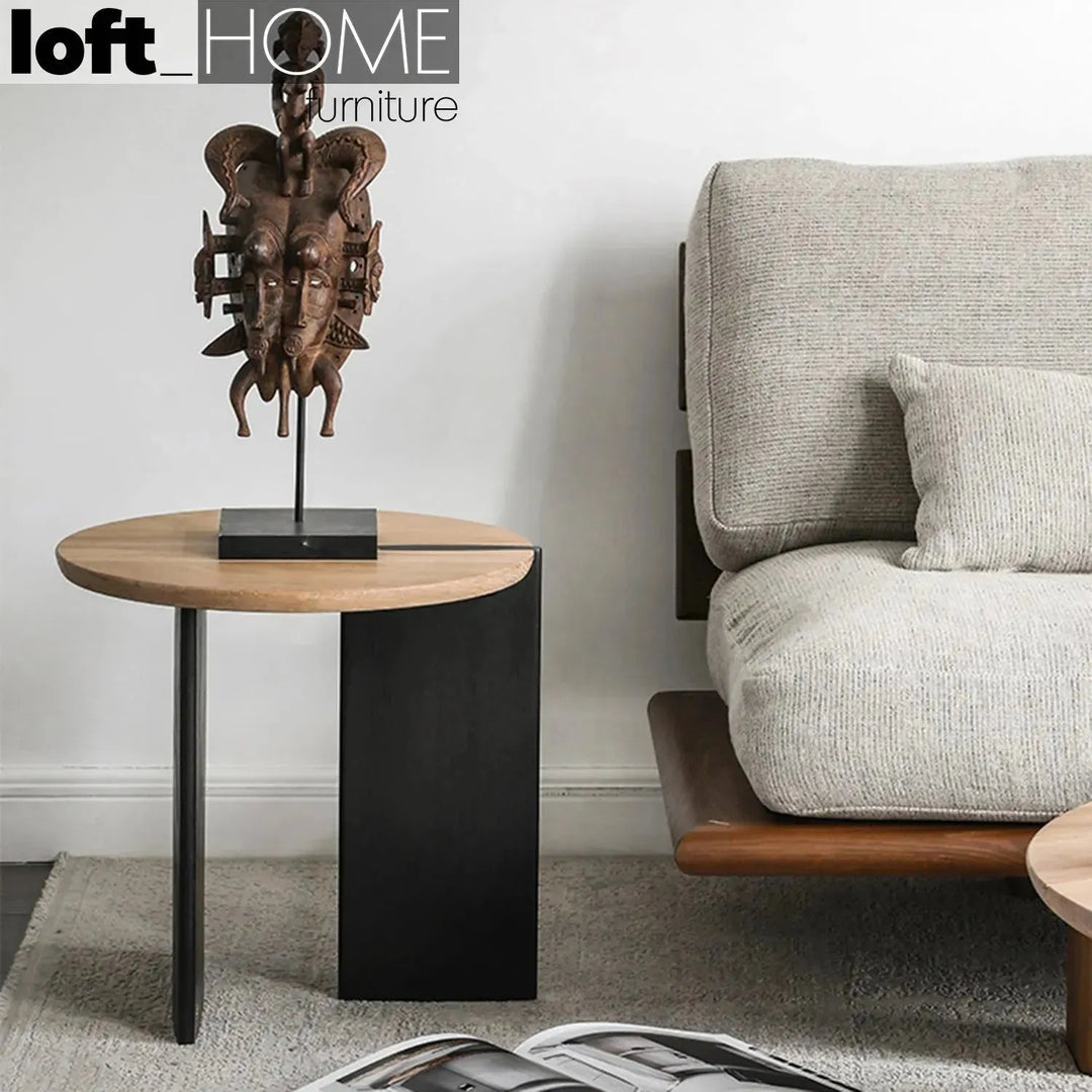 Japandi wood coffee table shona in still life.