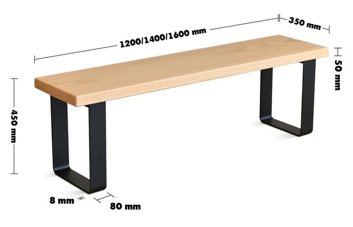 Industrial wood dining bench u shape oak size charts.