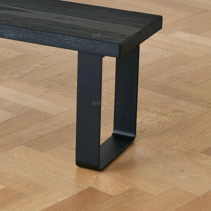 Industrial wood dining bench u shape oak detail 9.