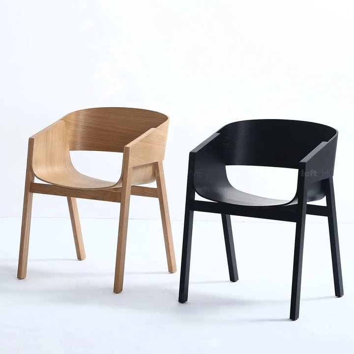 Scandinavian wood dining chair 2pcs set flair material variants.