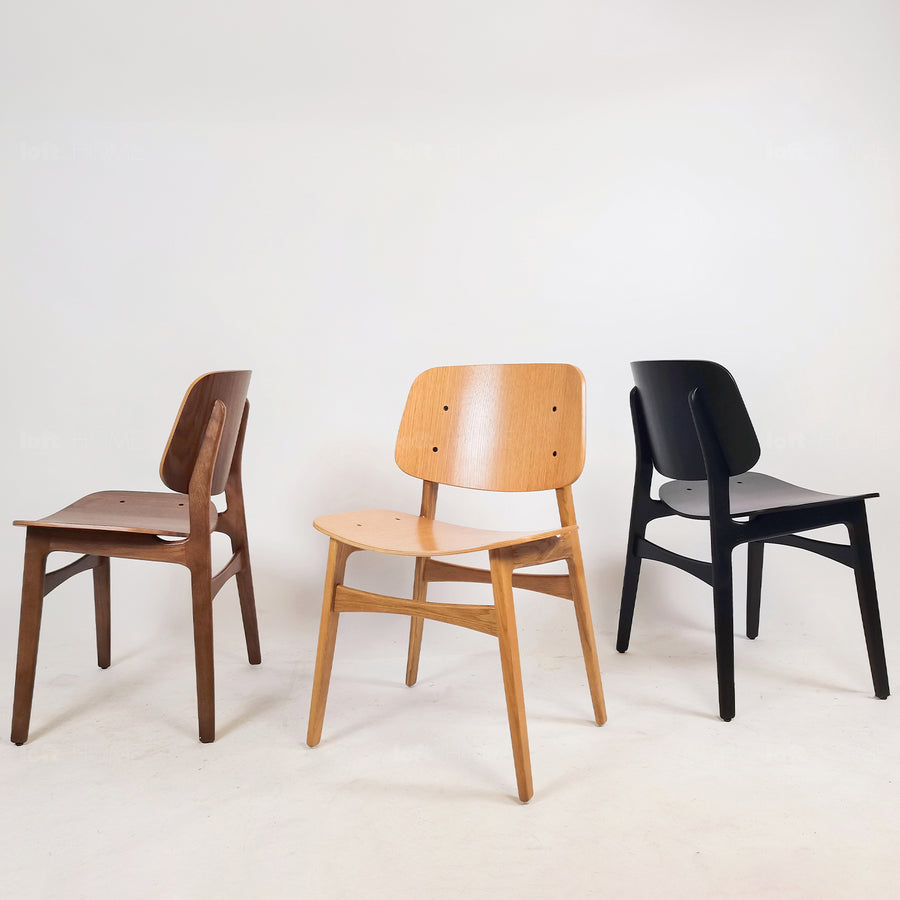 Scandinavian wood dining chair 2pcs set horizon primary product view.