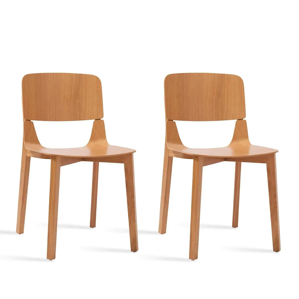 Scandinavian wood dining chair 2pcs set kismet in white background.