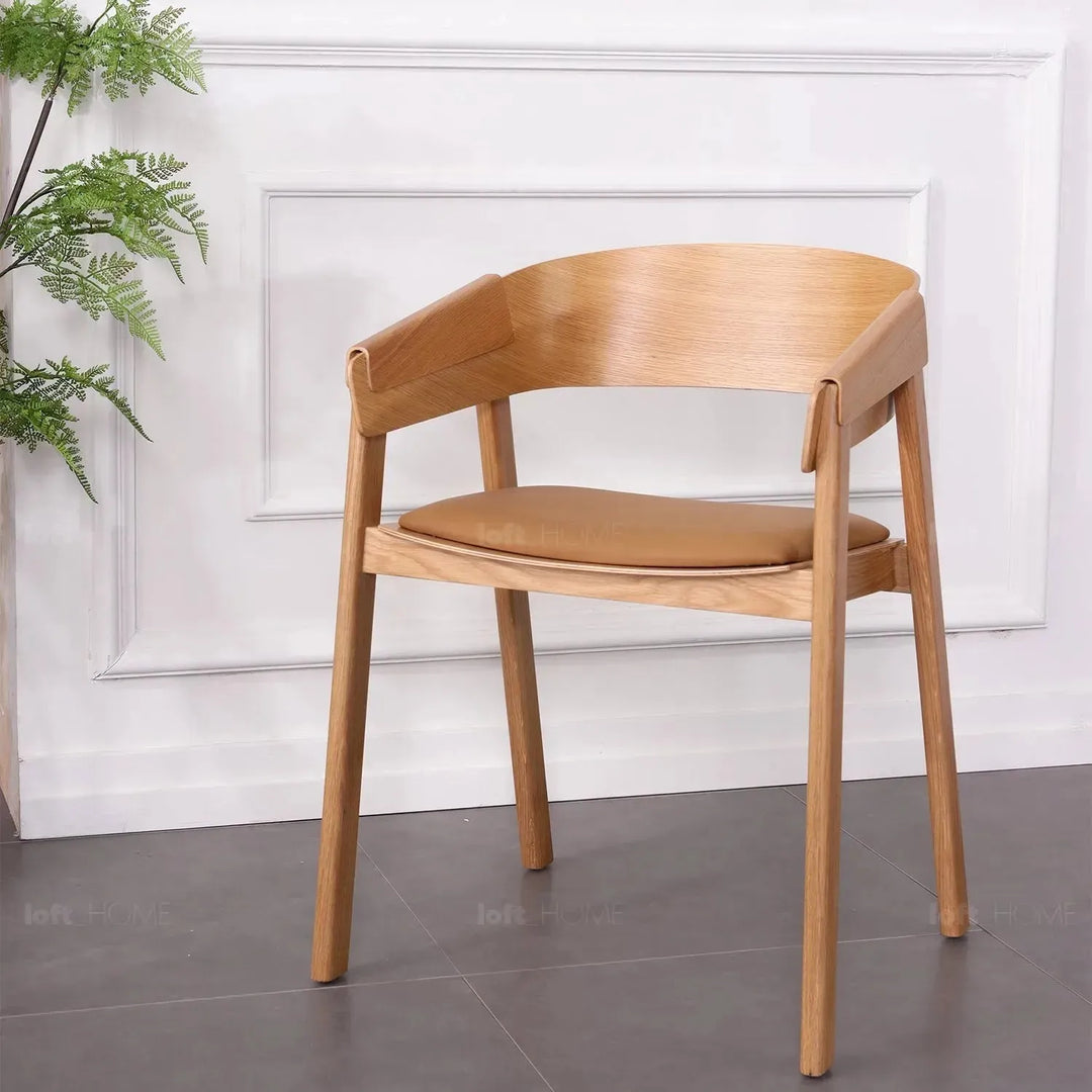 Scandinavian wood dining chair 2pcs set loom in still life.
