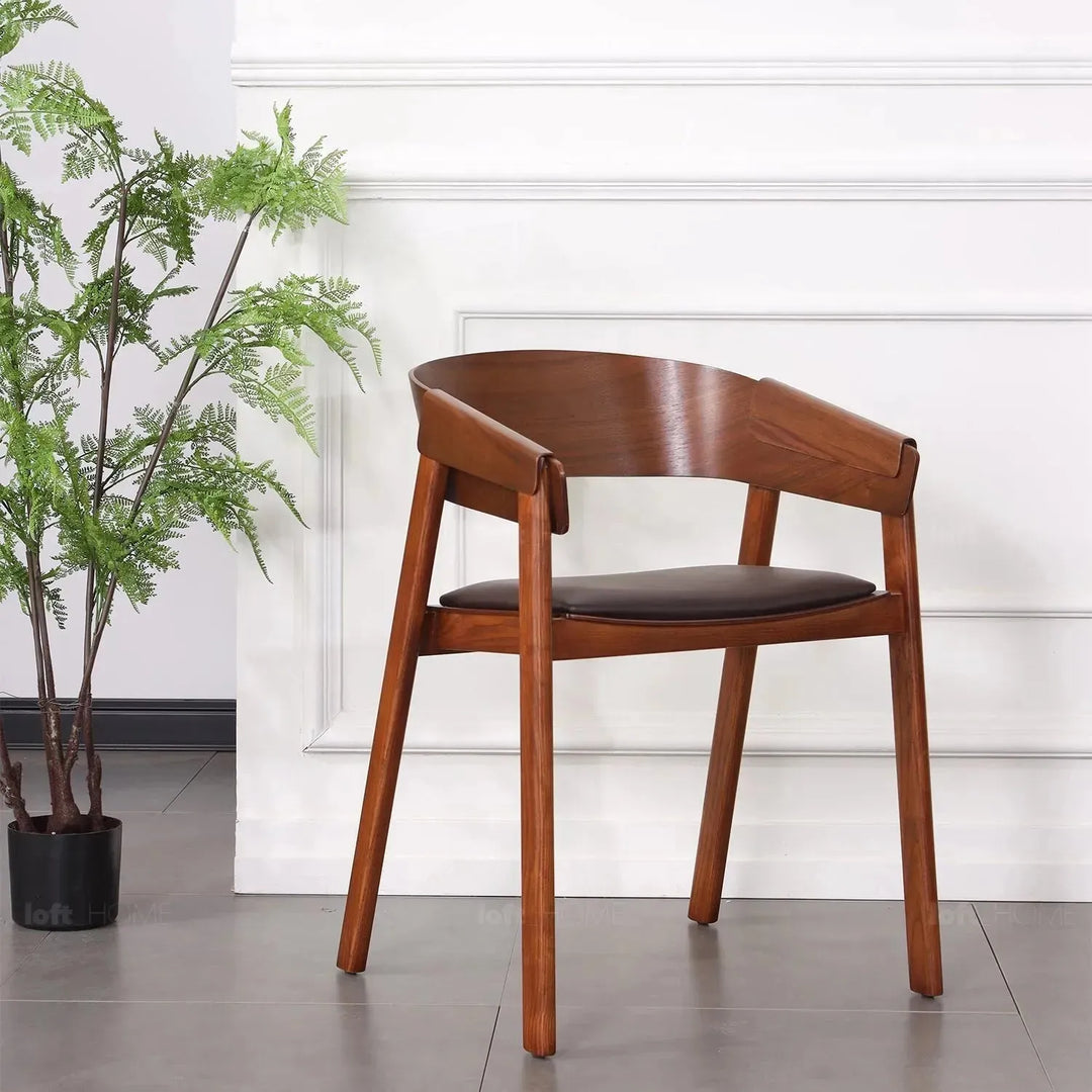 Scandinavian wood dining chair 2pcs set loom layered structure.