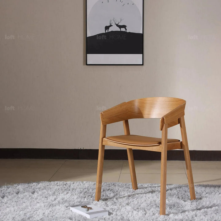 Scandinavian wood dining chair 2pcs set loom in close up details.