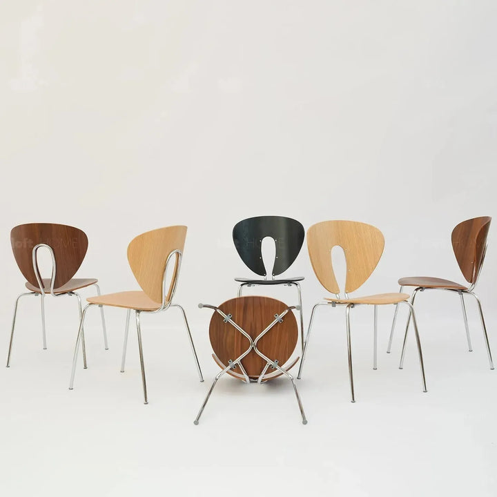 Contemporary wood dining chair 2pcs set orbit in real life style.