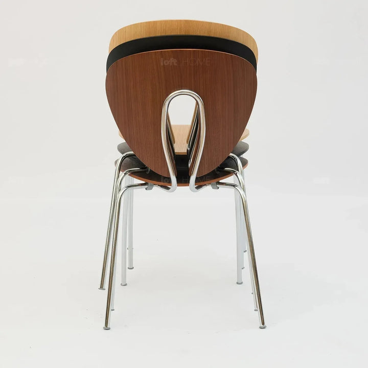 Contemporary wood dining chair 2pcs set orbit in panoramic view.