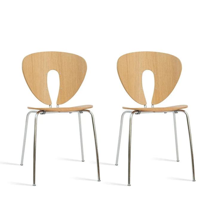 Contemporary wood dining chair 2pcs set orbit in white background.