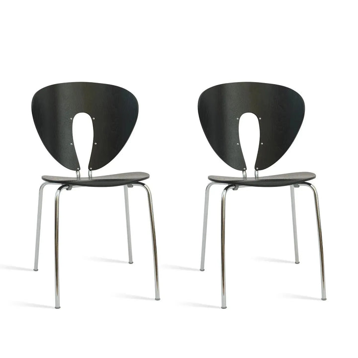 Contemporary wood dining chair 2pcs set orbit detail 9.