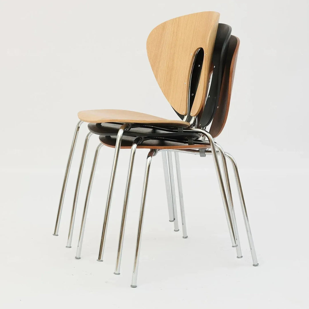 Contemporary wood dining chair 2pcs set orbit in details.