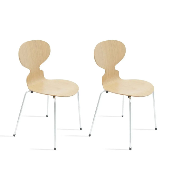 Industrial wood dining chair 2pcs set rift in white background.