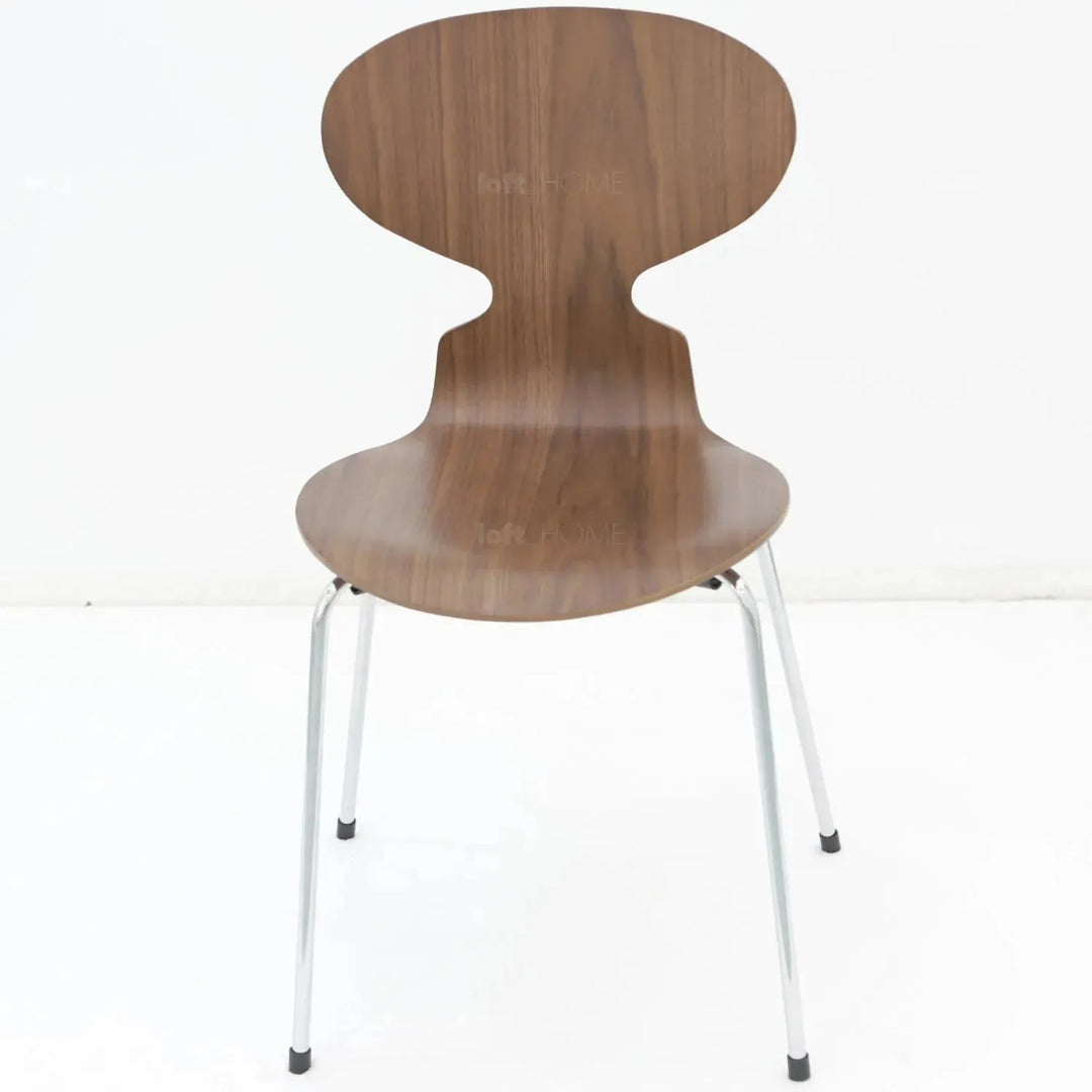 Industrial wood dining chair 2pcs set rift in close up details.