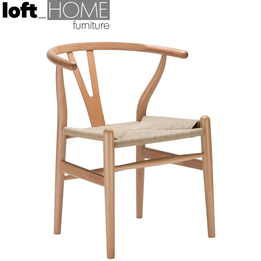 Scandinavian wood woven rope dining chair cherry y primary product view.