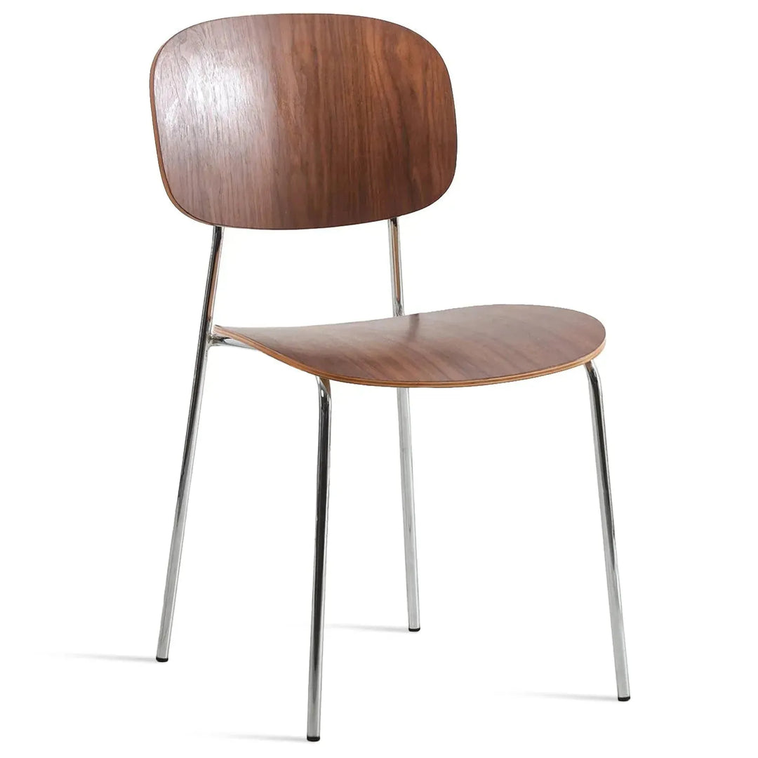 Industrial wood dining chair co in close up details.