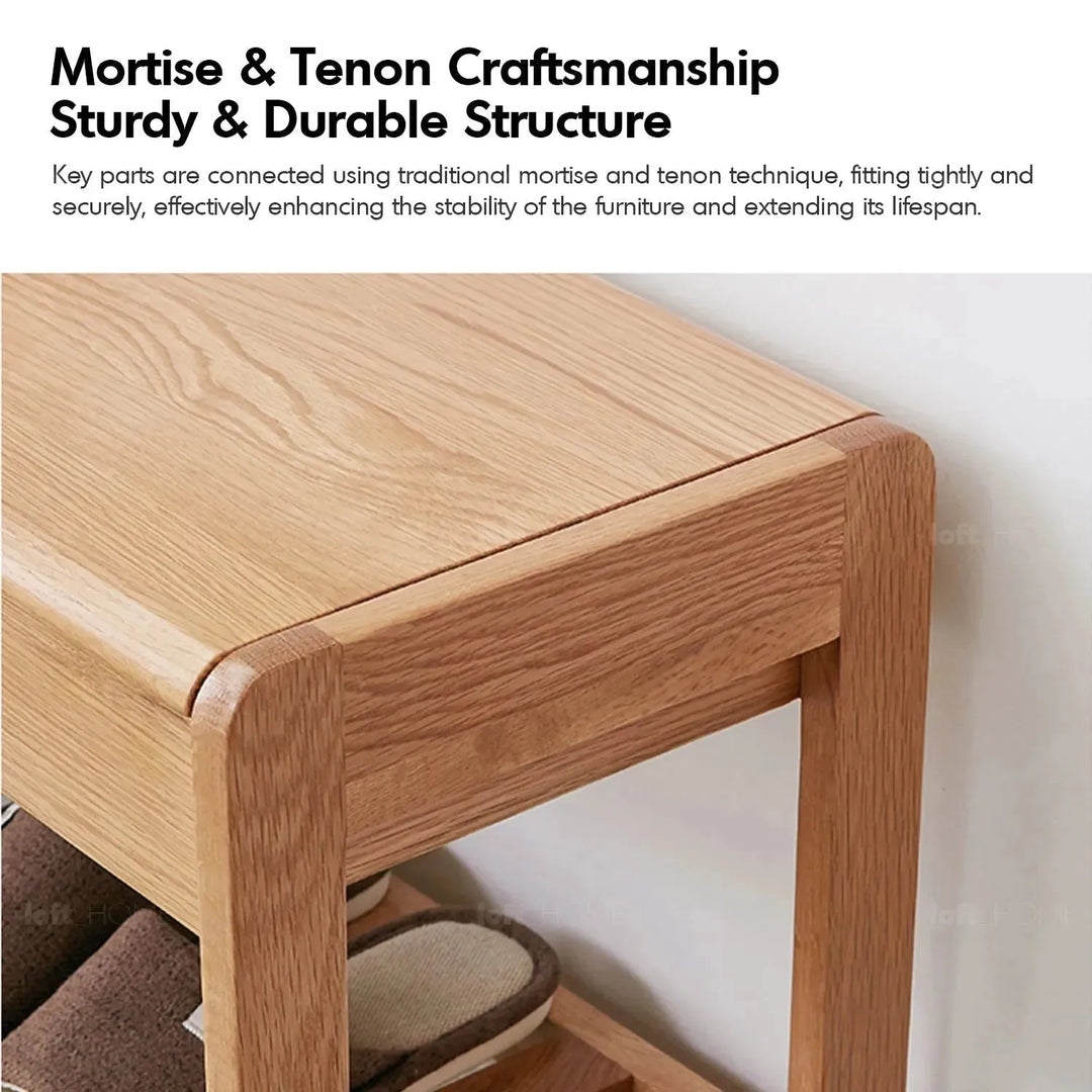 Scandinavian wood footstool norway in panoramic view.