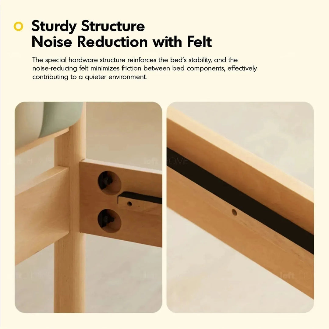 Scandinavian wood kids bed mallow in still life.