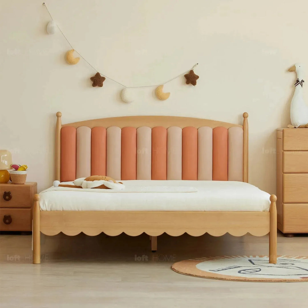Scandinavian wood kids bed mallow material variants.