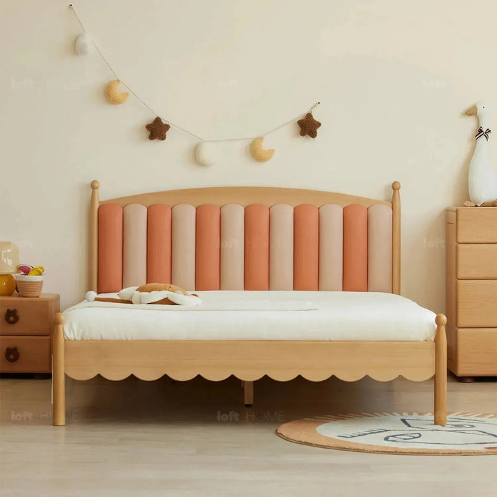 Scandinavian wood kids bed mallow material variants.
