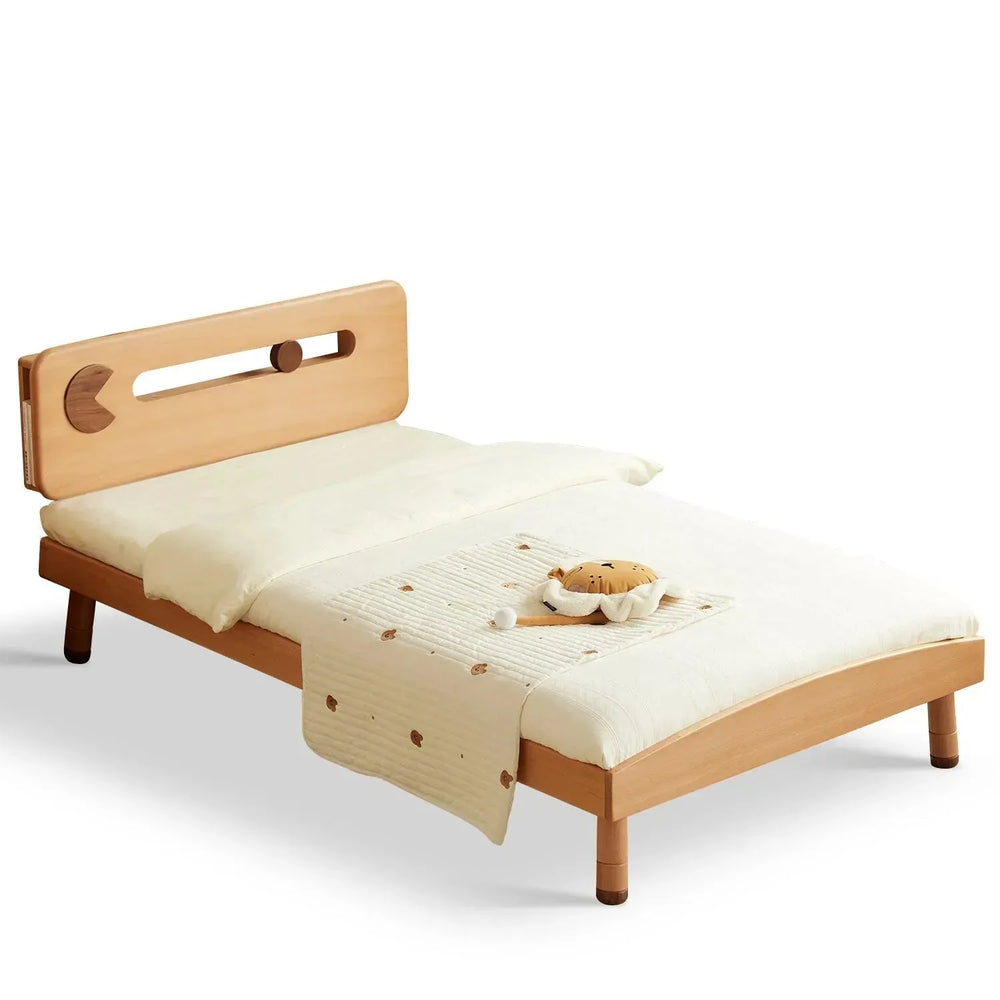 Scandinavian wood kids bed pacman in white background.