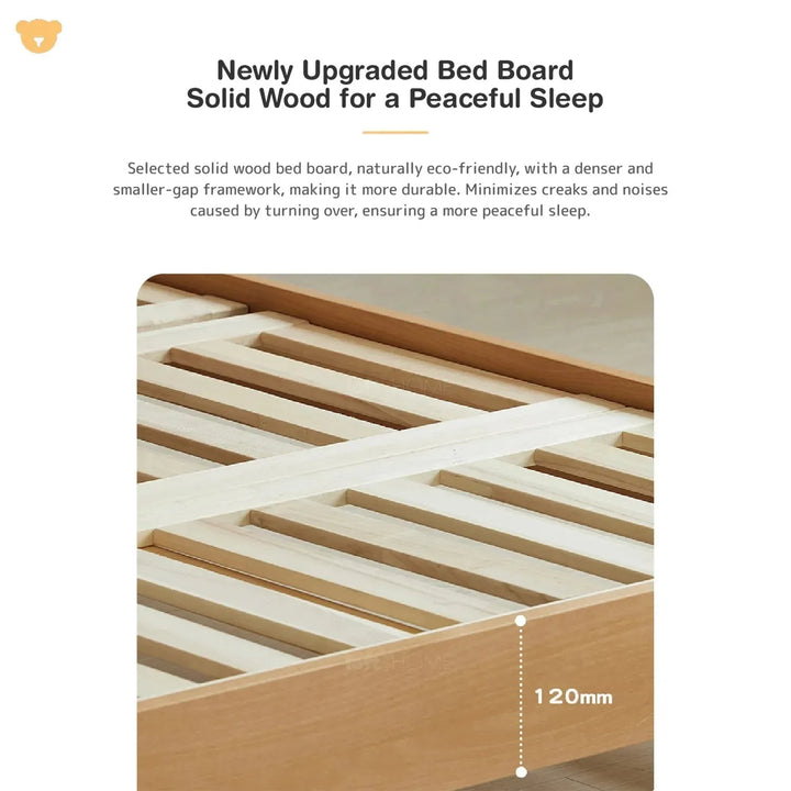 Scandinavian wood kids bed teddy environmental situation.
