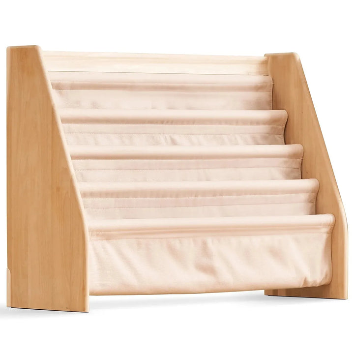 Scandinavian wood kids bookshelf 4 layers charm in white background.