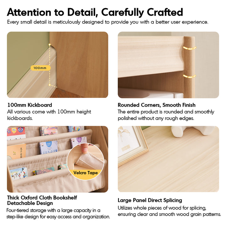 Scandinavian wood kids bookshelf 4 layers charm in real life style.