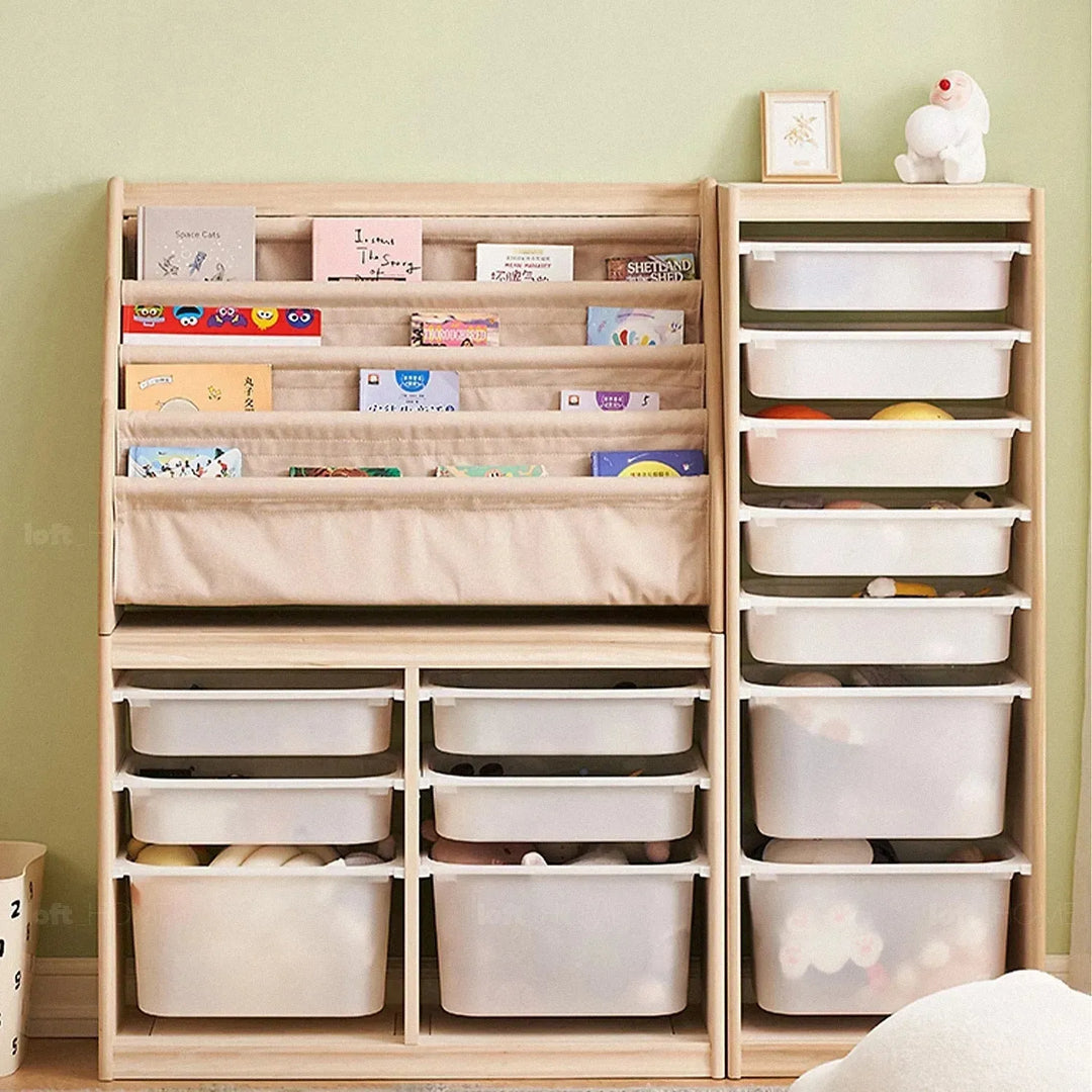 Scandinavian wood kids bookshelf 4 layers charm situational feels.