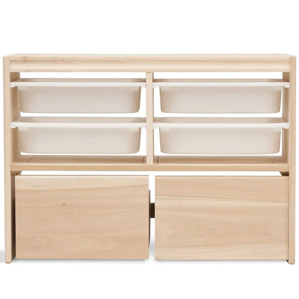 Scandinavian wood kids drawer cabinet twinkle in white background.