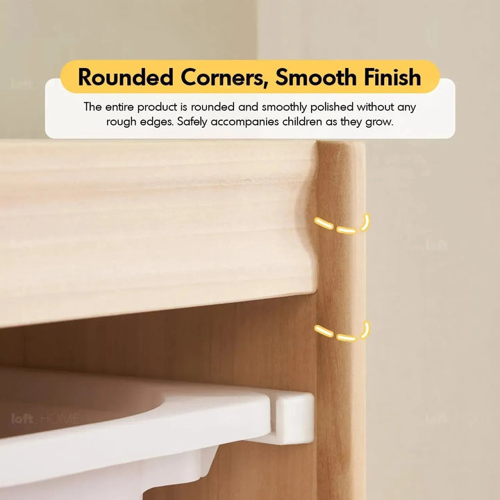 Scandinavian wood kids drawer cabinet whimsi with context.