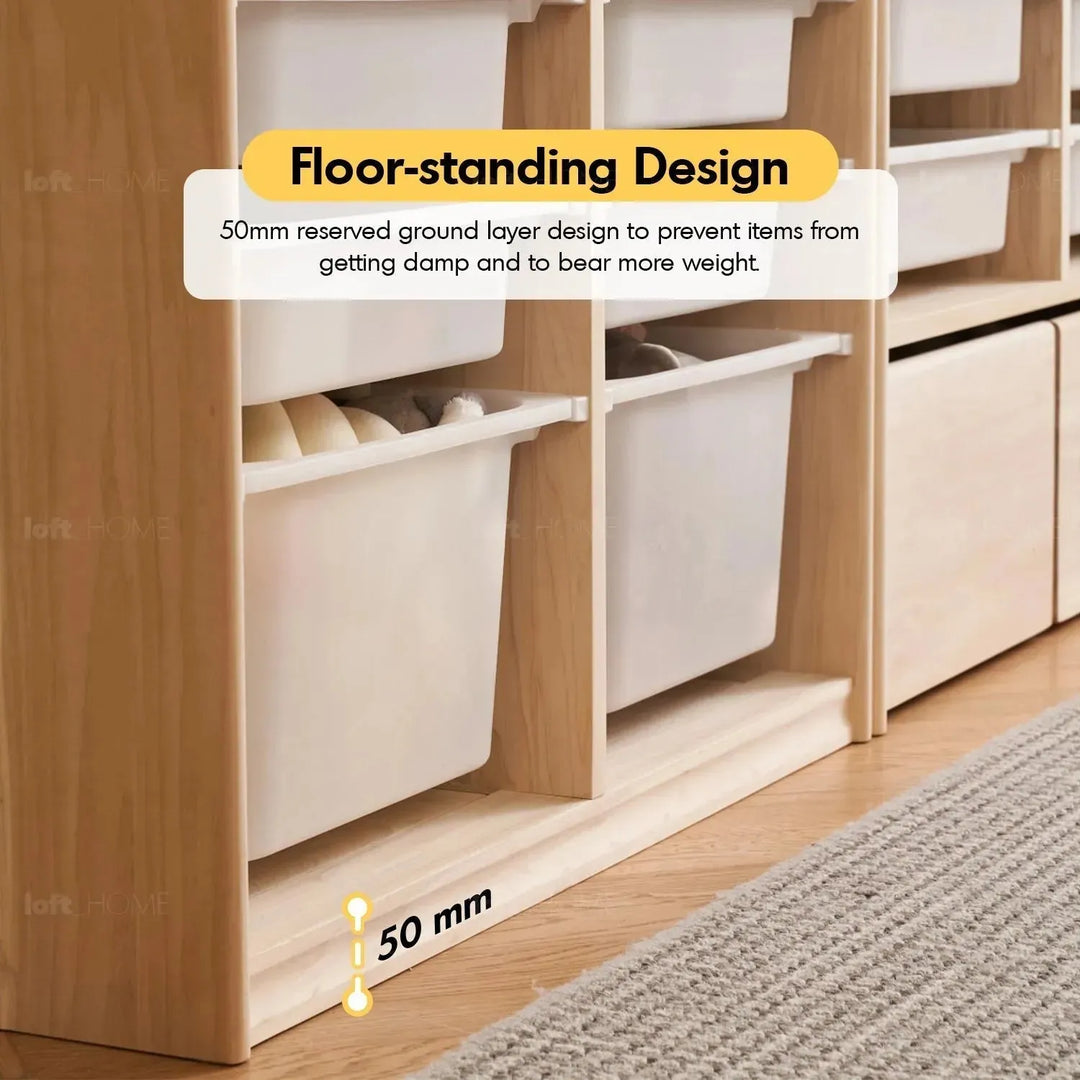 Scandinavian wood kids drawer cabinet whimsi in details.