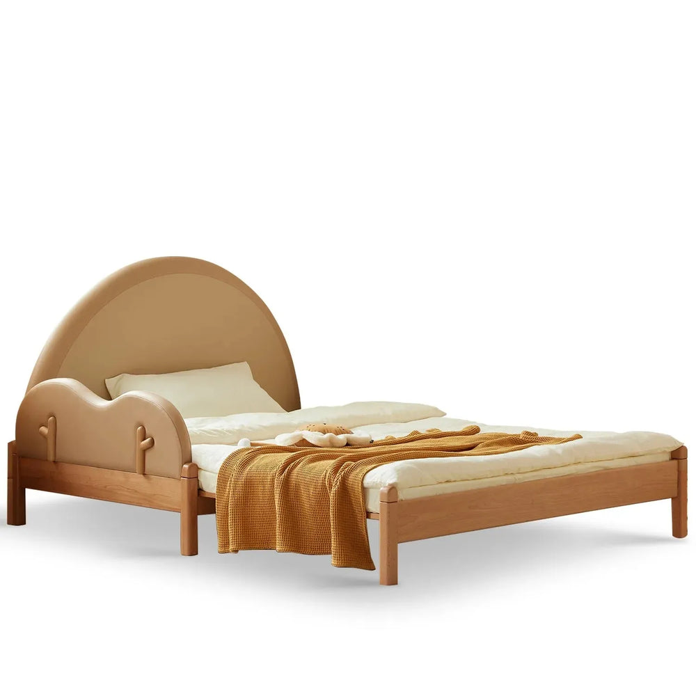 Scandinavian wood kids foldable bed deer in white background.