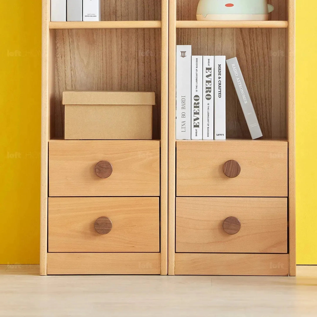 Scandinavian wood kids bookshelf bear conceptual design.