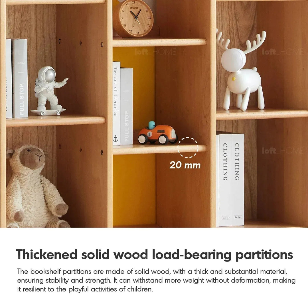 Scandinavian wood kids bookshelf bear detail 2.