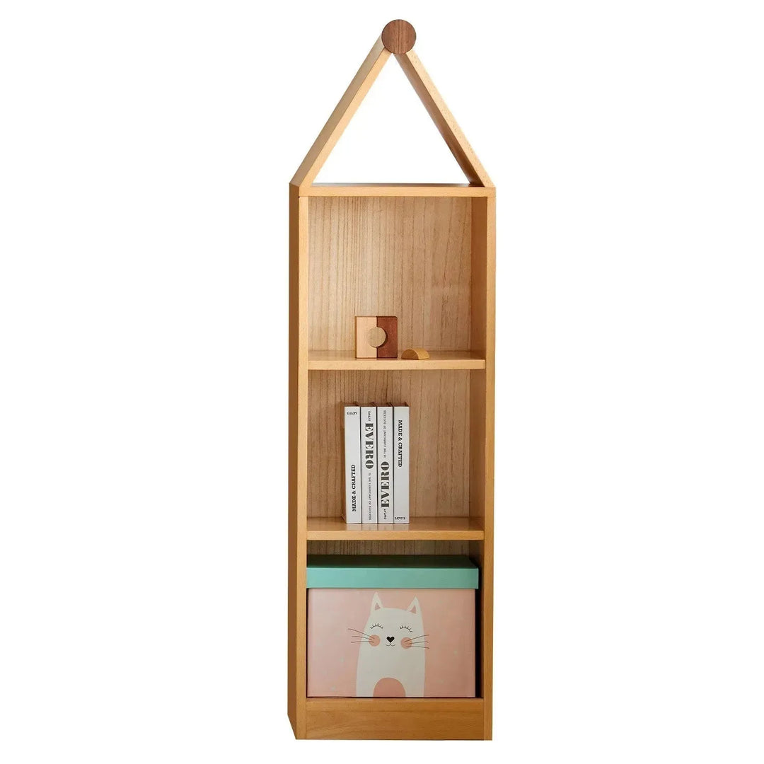 Scandinavian wood kids bookshelf house detail 4.