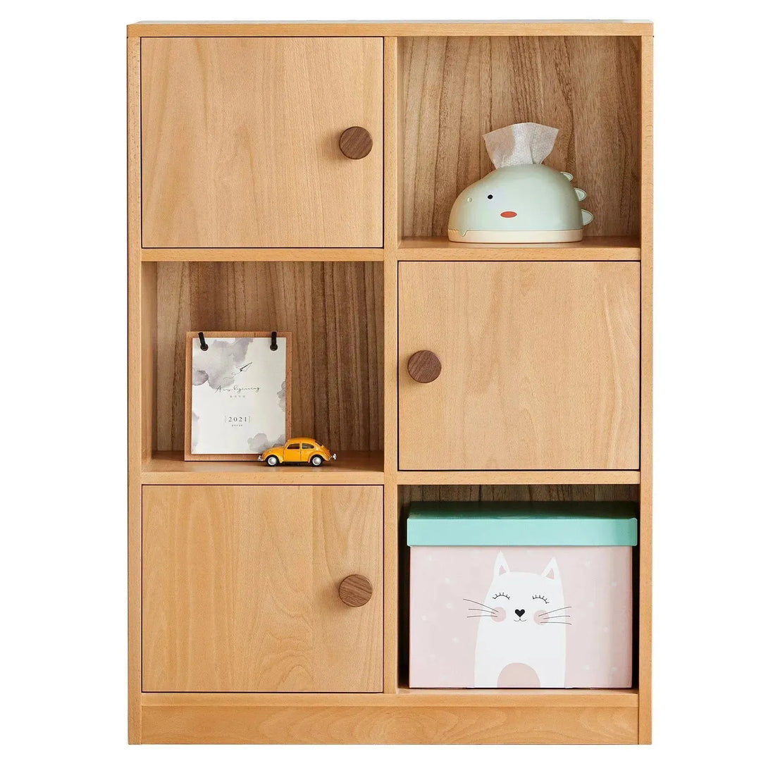 Scandinavian wood kids bookshelf house detail 3.