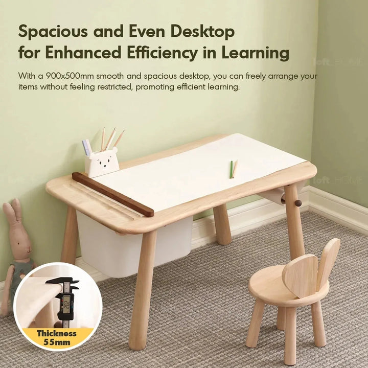 Scandinavian wood kids study table bliss with context.