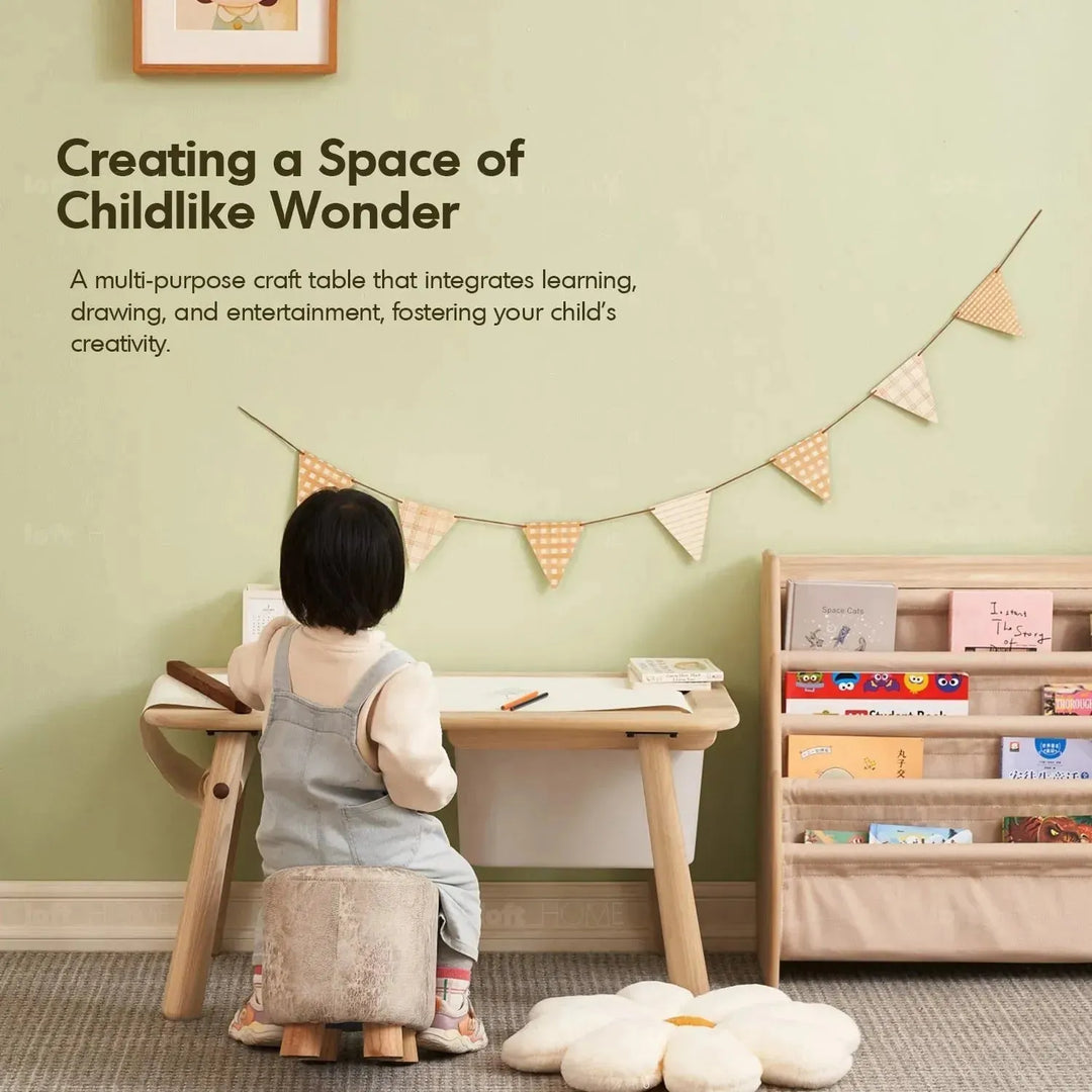 Scandinavian wood kids study table bliss material variants.