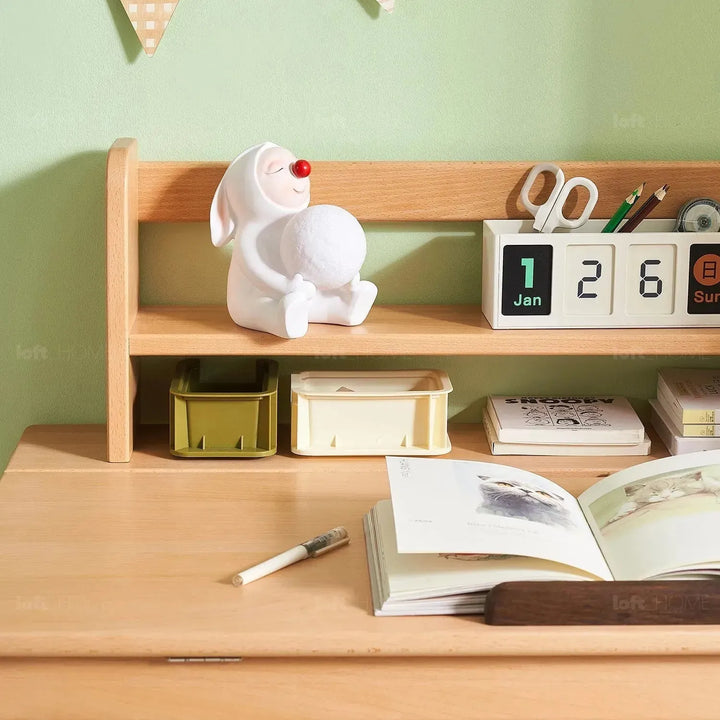 Scandinavian wood kids study table elevate material variants.