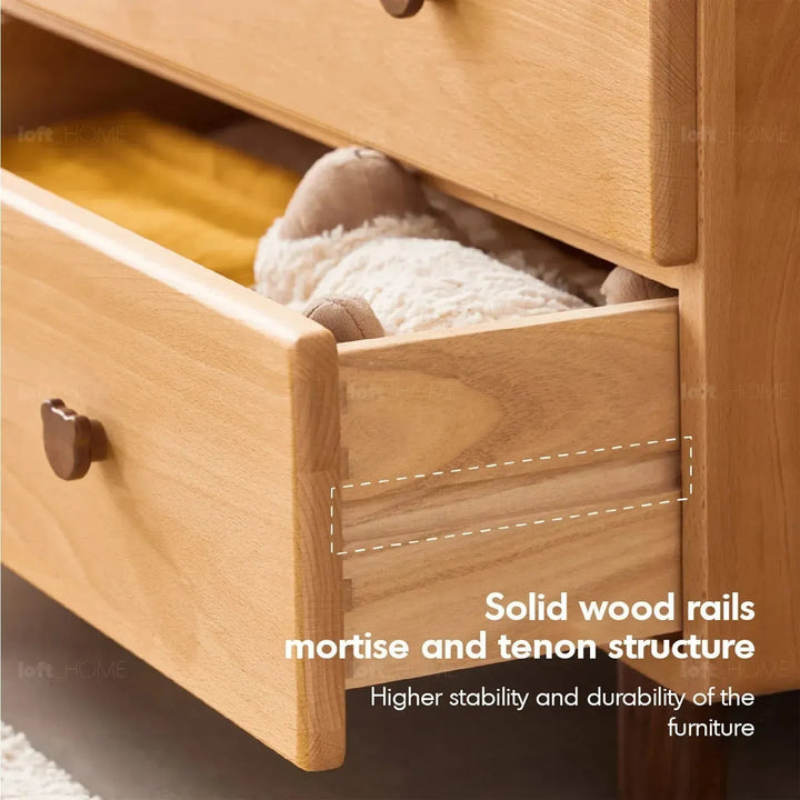 Scandinavian wood kids wardrobe bear detail 4.