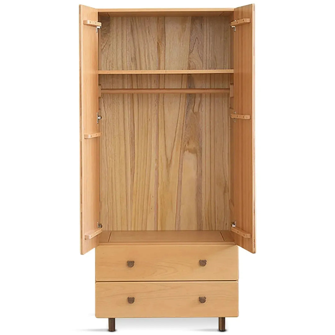 Scandinavian wood kids wardrobe bear detail 6.