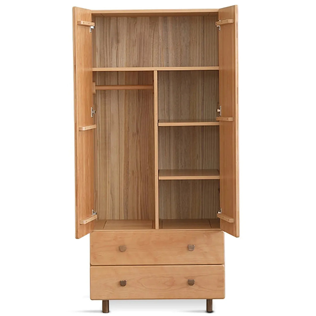 Scandinavian wood kids wardrobe bear detail 7.