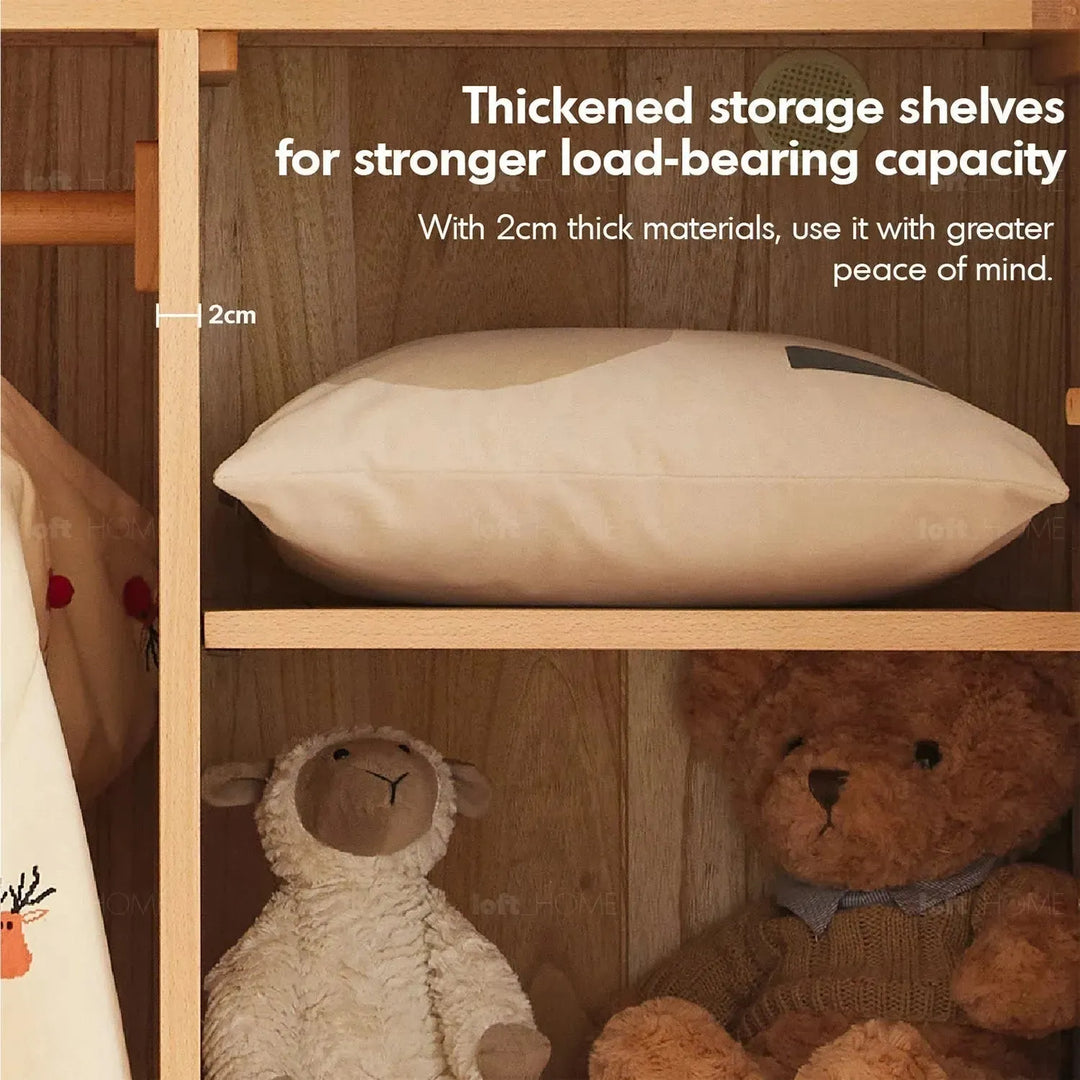 Scandinavian wood kids wardrobe bear detail 3.
