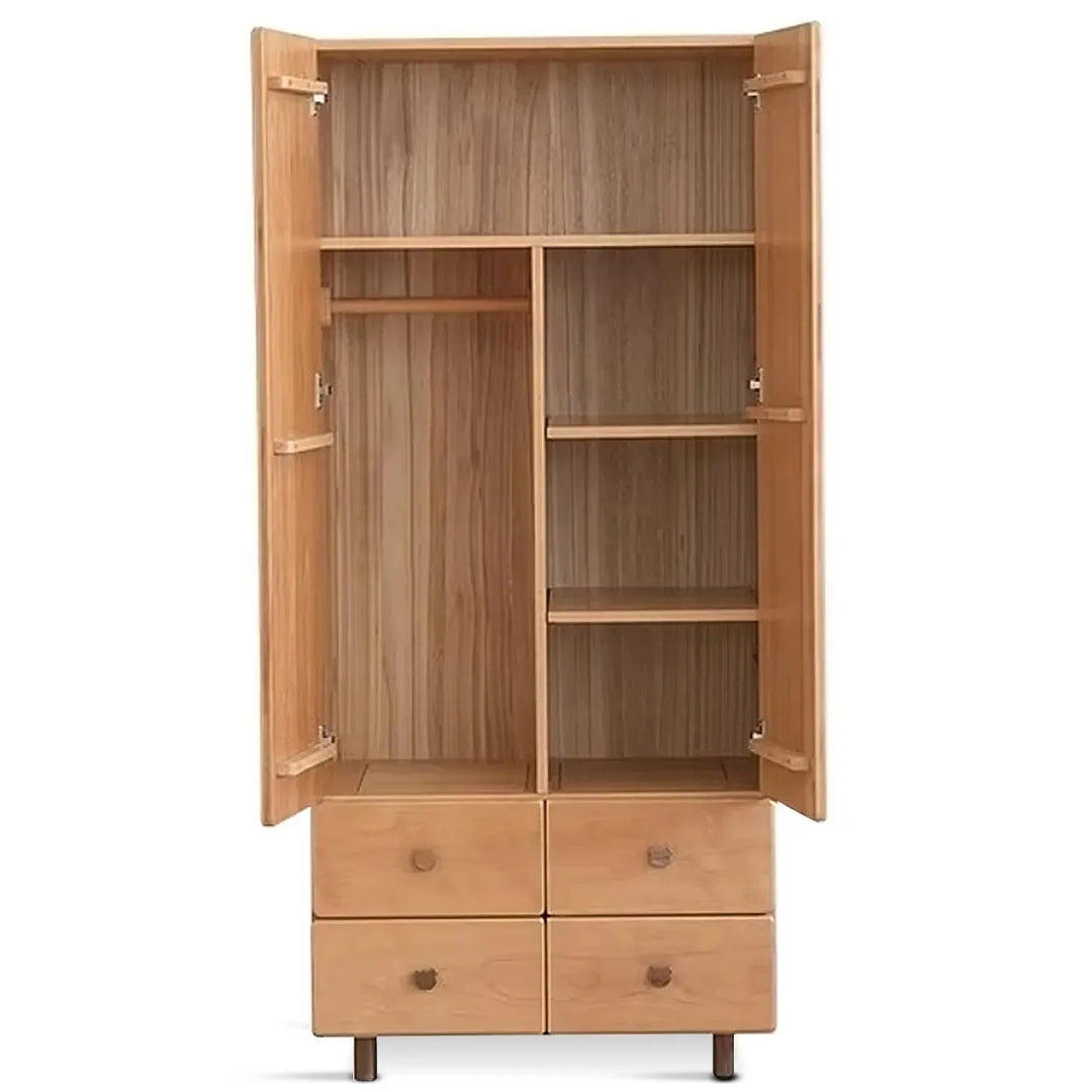 Scandinavian wood kids wardrobe bear detail 9.