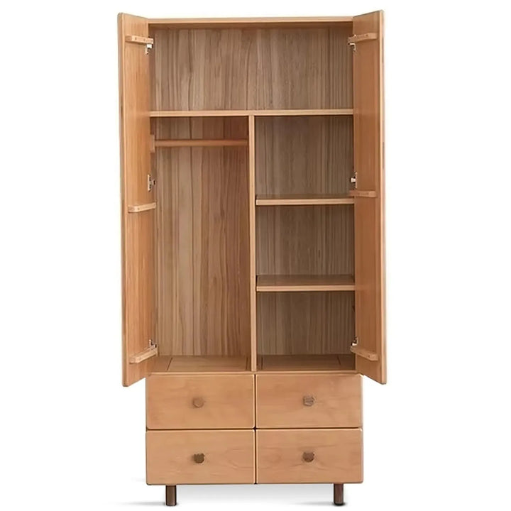 Scandinavian wood kids wardrobe bear detail 9.