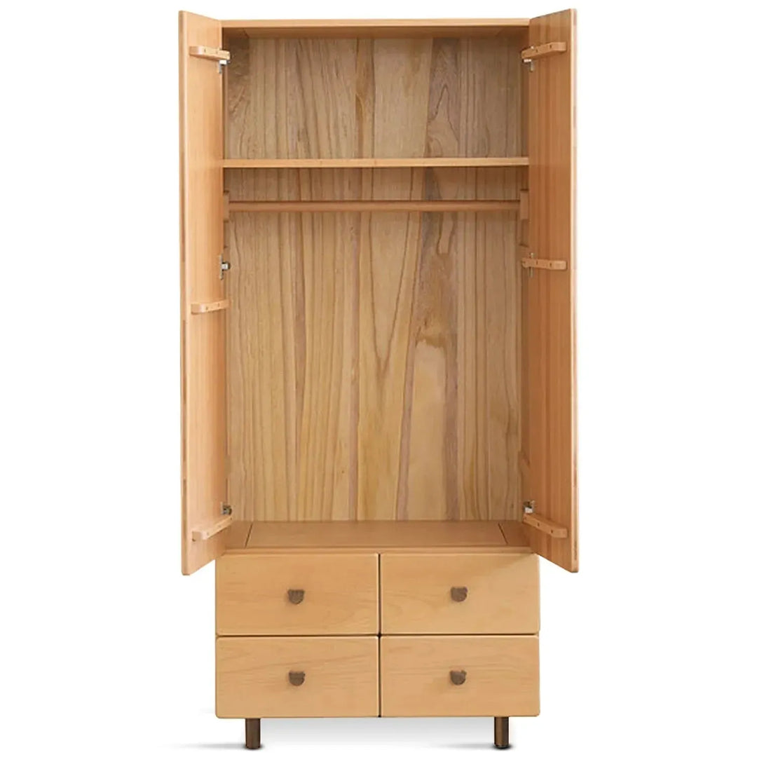 Scandinavian wood kids wardrobe bear detail 8.