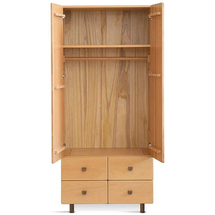 Scandinavian wood kids wardrobe bear detail 8.