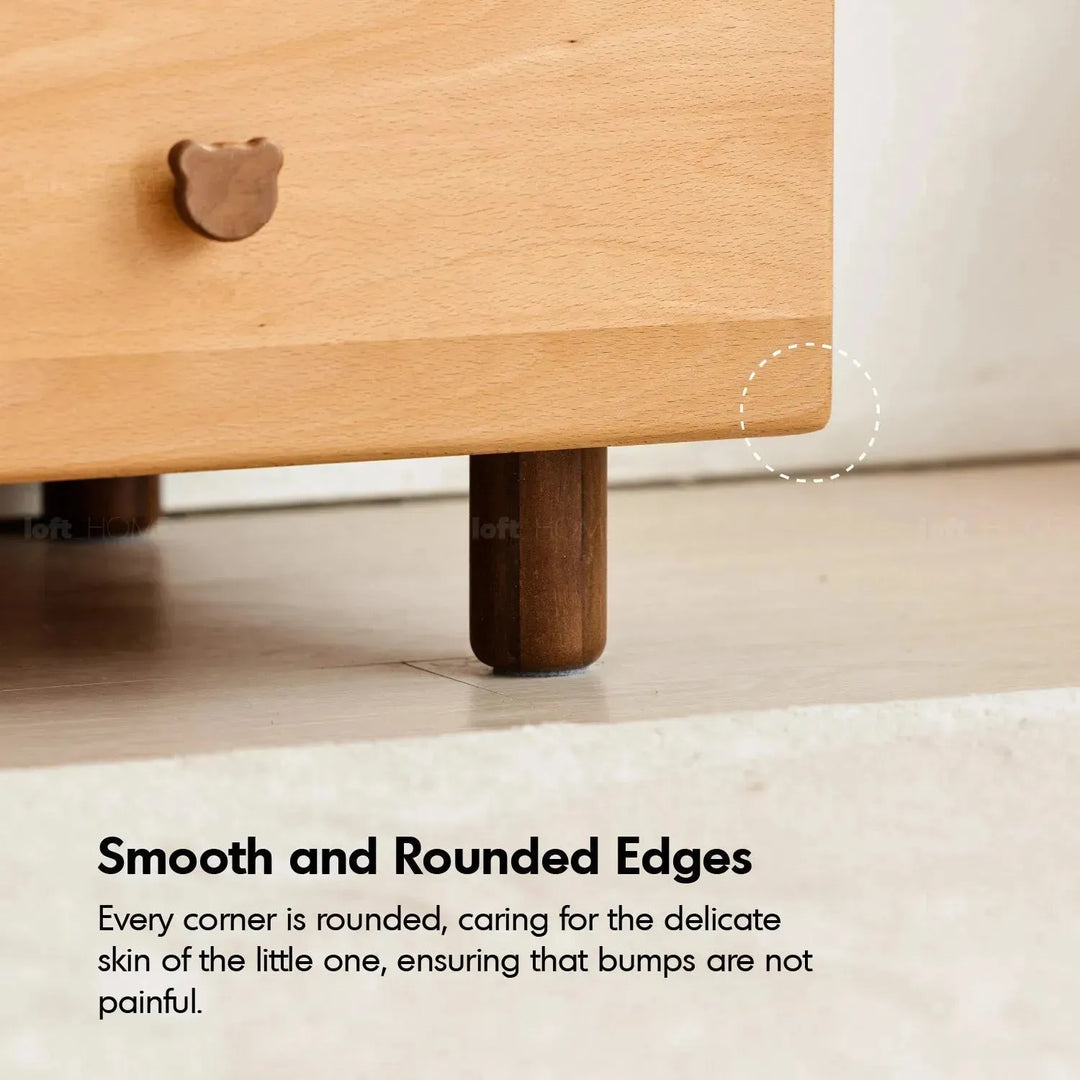 Scandinavian wood kids wardrobe bear detail 2.